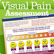 Pain assessment tools, featuring visual pain tools