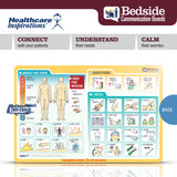 bedside communication board, patient communication board, hospital communication tool, non verbal patient communication, dry erase communication board, bedside patient aid, augmentative communication board, healthcare communication tool, ICU communication board, ventilator patient communication, stroke patient communication board, hospital bedside signage, patient care communication aid, nurse patient communication, healthcare dry erase board, patient needs board, communication board for hospitals, bedside 