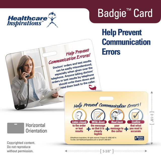 communication errors, read back verification, telephone orders, verbal orders, patient safety, healthcare communication, Badgie Card, healthcare badge card, clinical communication, nursing communication, test result reporting, Joint Commission, read back protocol, communication safety, hospital safety, staff education, patient care communication, healthcare training tool, interdisciplinary communication, safety compliance