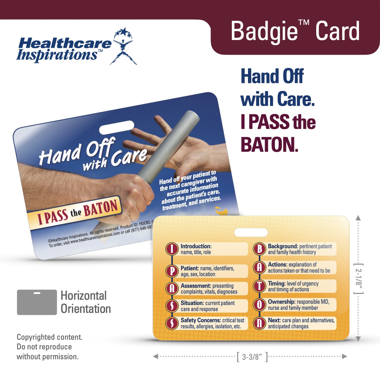 I PASS the BATON, hand-off communication, handoff communication, patient safety, Badgie Card, badge card, healthcare communication, nursing communication, care transitions, shift report, clinical communication, Joint Commission, patient handoff, hospital safety, communication tool, healthcare badge reference, nursing education, patient care, interdisciplinary communication, safety culture