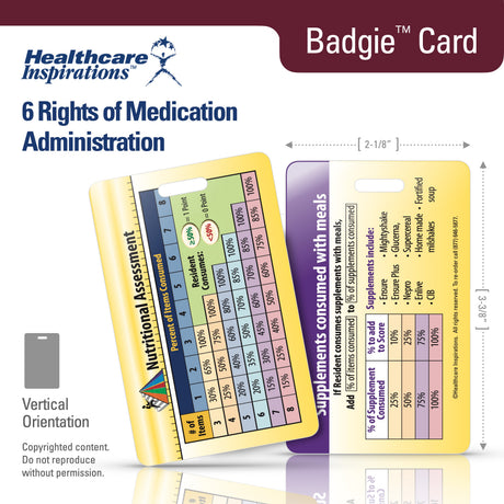 SNF nutrition assessment, nutrition assessment card, Badgie Card, skilled nursing facility, meal intake tracking, nutritional monitoring, dietary assessment, resident nutrition, long term care, CNA tool, nursing home nutrition, supplement intake, Ensure, Glucerna, hydration monitoring, point of care tool, healthcare badge card, dietary services, nutrition documentation, resident care tool