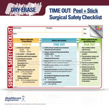 Dry-Erase Surgical Safety Time Out Checklist, Surgical Time Out Board,     WHO Surgical Safety Checklist,  Perioperative Patient Safety, Surgical Team Communication, Operating Room Communication, OR Patient Safety,     Pre-Operative Checklist,     Procedure Room Checklist, Dry-Erase OR Board,     Operating Room Wall Checklist, wrong site surgery prevention, operating room wall board, Universal Protocol checklist