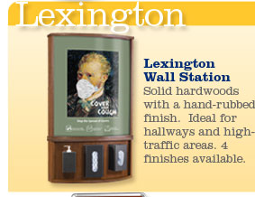 Lexington Wall Station.  Solid hardwoods with a hand-rubbed finish.  Ideal for hallways and high-traffic areas.